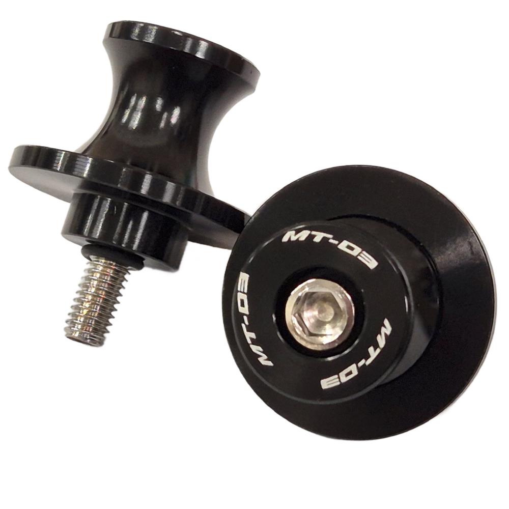 Black Motorcycle Paddock Stand Spool Bobbins - Yamaha MT-03 2006-2025