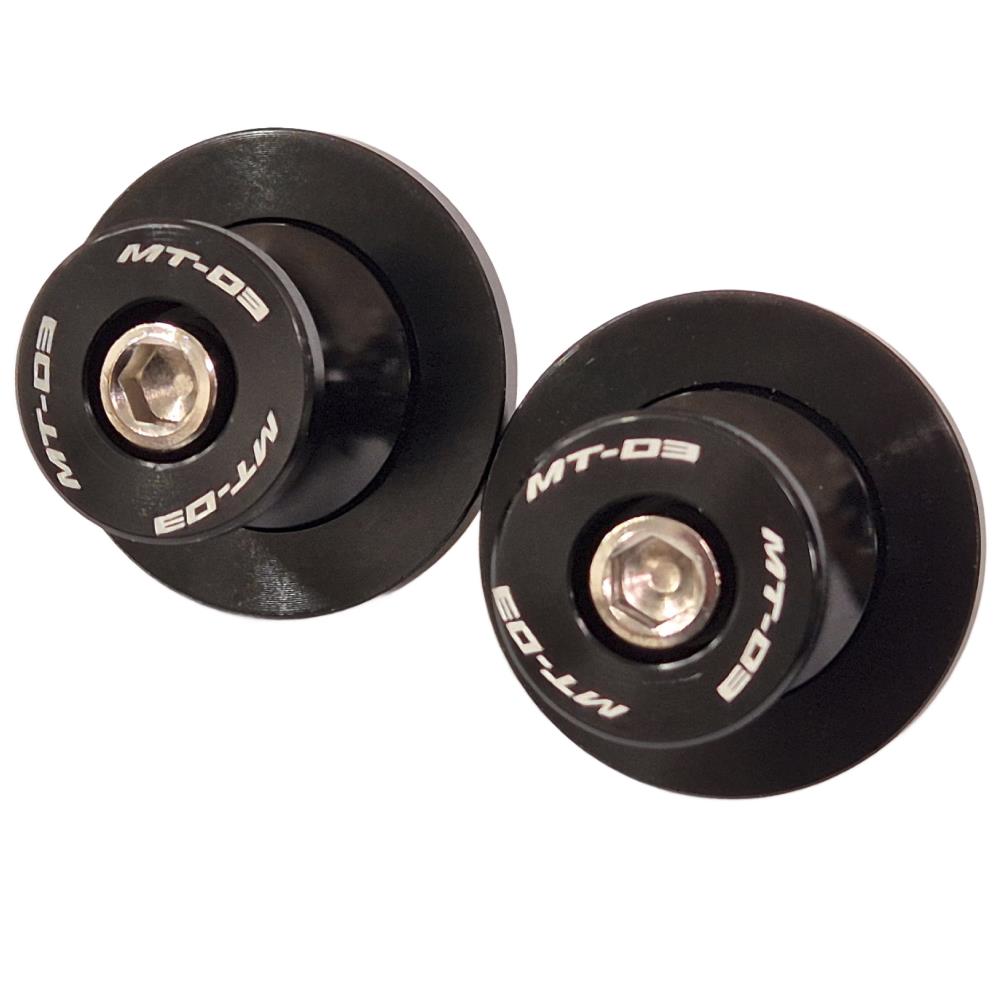 Black Motorcycle Paddock Stand Spool Bobbins - Yamaha MT-03 2006-2025