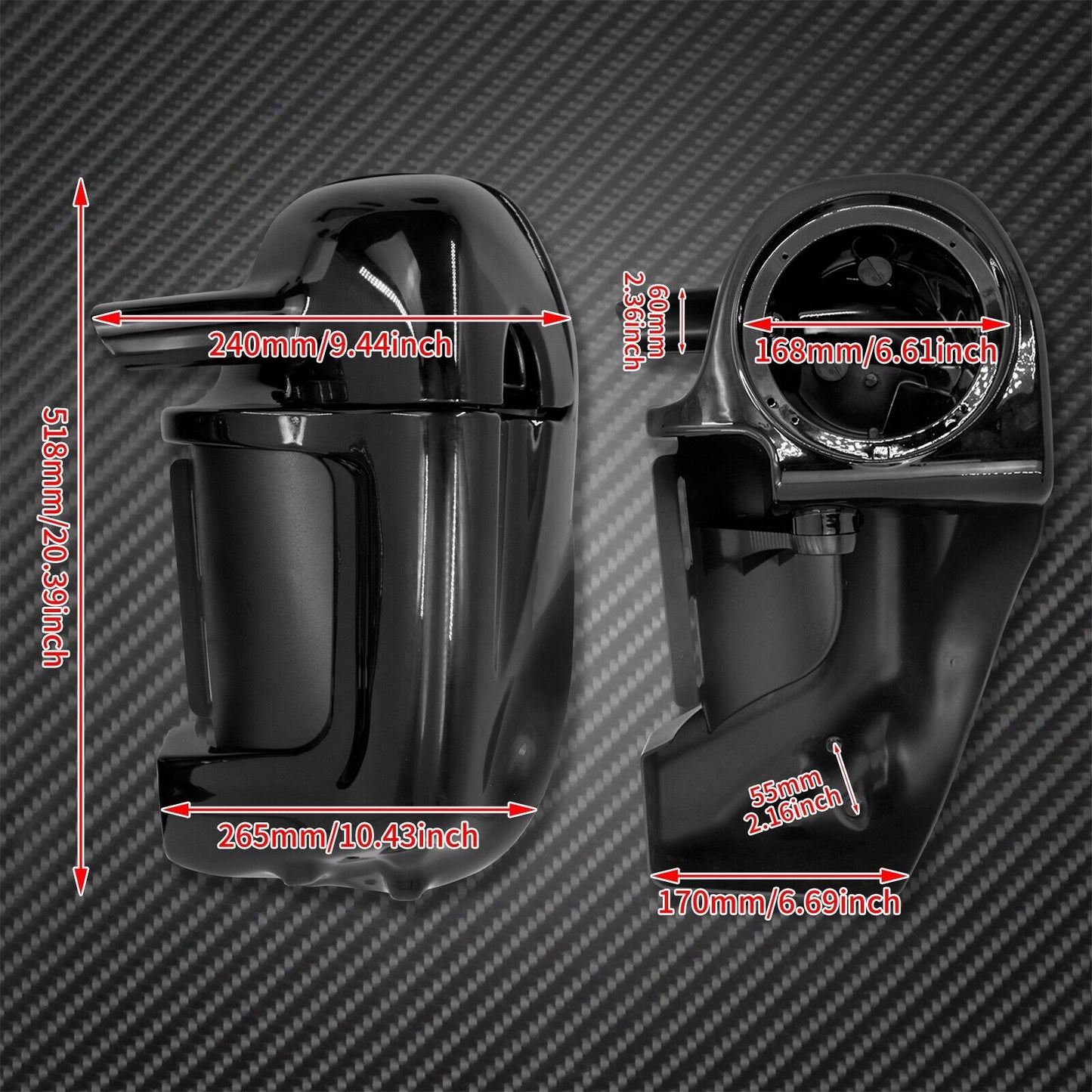 Lower Vented Leg Fairings for Harley Touring 1983-2013 w/ Speaker Grills