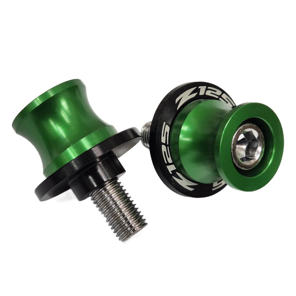 Green Rear Swingarm Spools Paddock Stand Bobbin - Kawasaki Z125 2015-2025