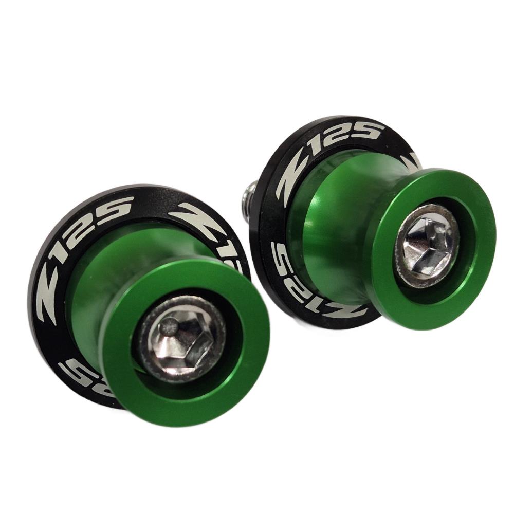 Green Rear Swingarm Spools Paddock Stand Bobbin - Kawasaki Z125 2015-2025