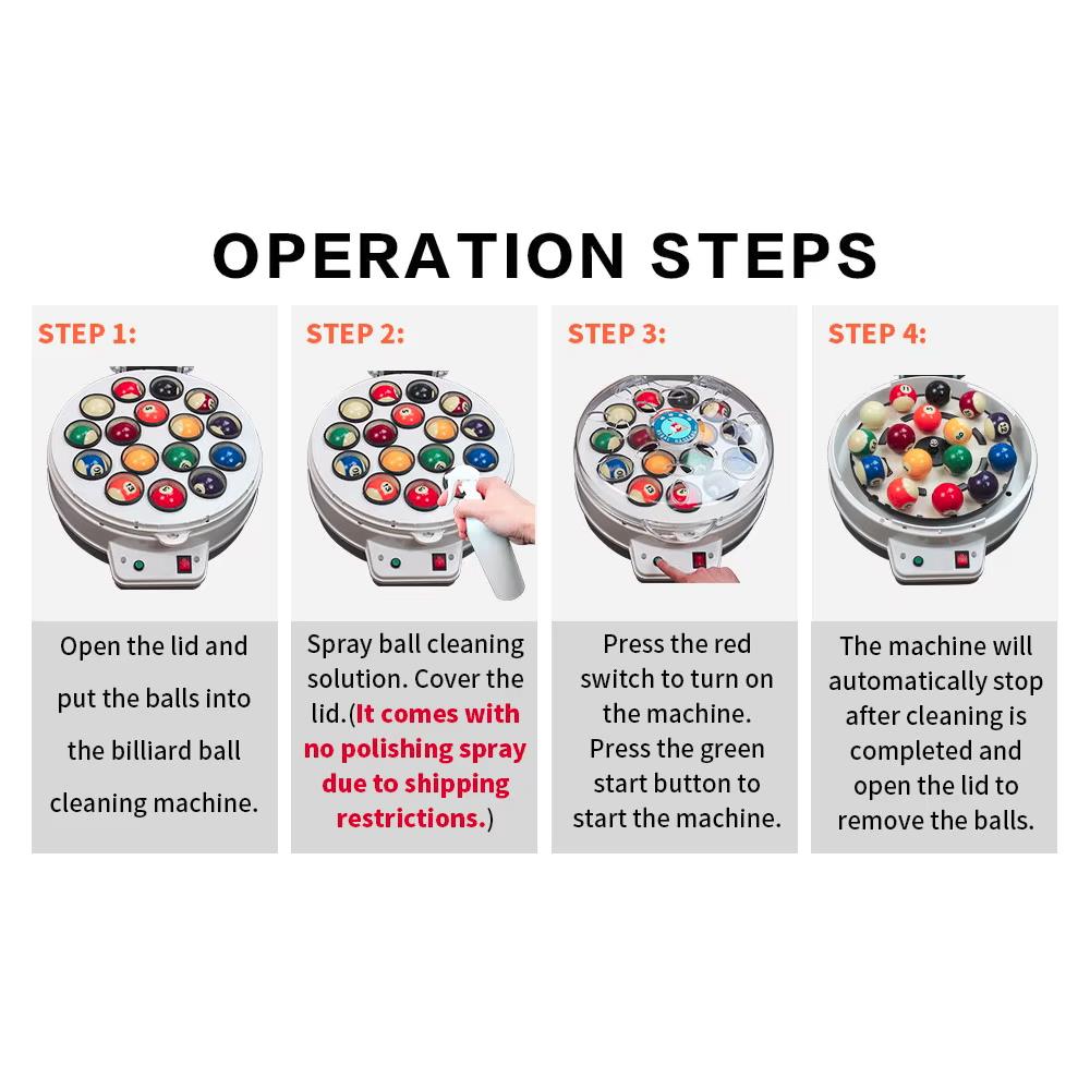 16-Ball Billiard / Pool Ball Cleaner Machine – Fits American & English Pool Ball