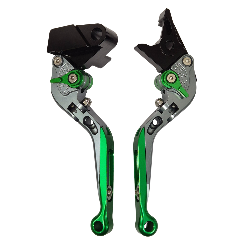 Titanium / Green Adjustable Brake Clutch Levers - Kawasaki Z650 2017-2026
