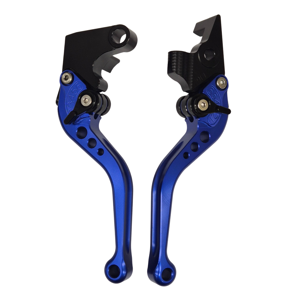 Engraved Short Blue Clutch & Brake Levers For Yamaha MT-07 2014-2026