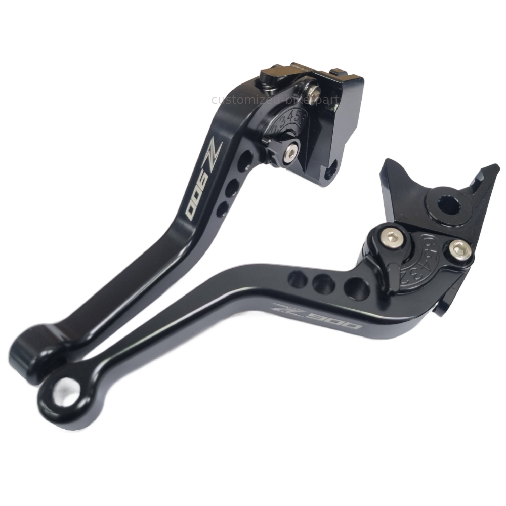 Short Black Engraved Adjustable Clutch & Brake Levers - Kawasaki Z900 2017-2024