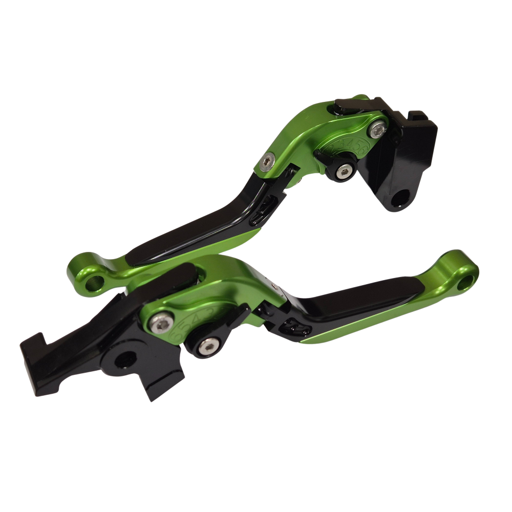 Green/Black Adjustable Clutch & Brake Levers - Kawasaki KLE Versys 650 2009-2014