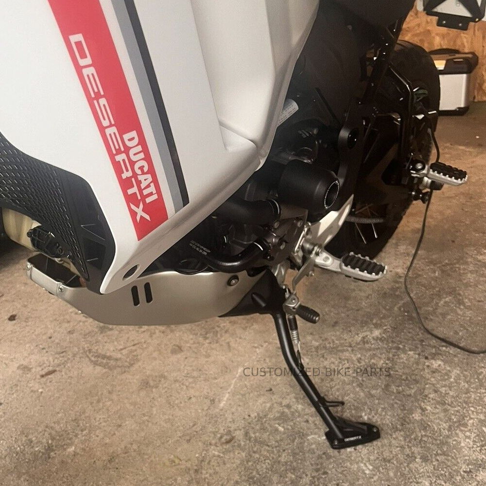 Black CNC Side Stand Kickstand Shoe Extender - Ducati Desert X 2022-2025