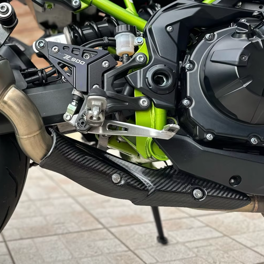 Carbon Fibre Exhaust Heat Shield Guard Protector Kawasaki Z900 2017-2024