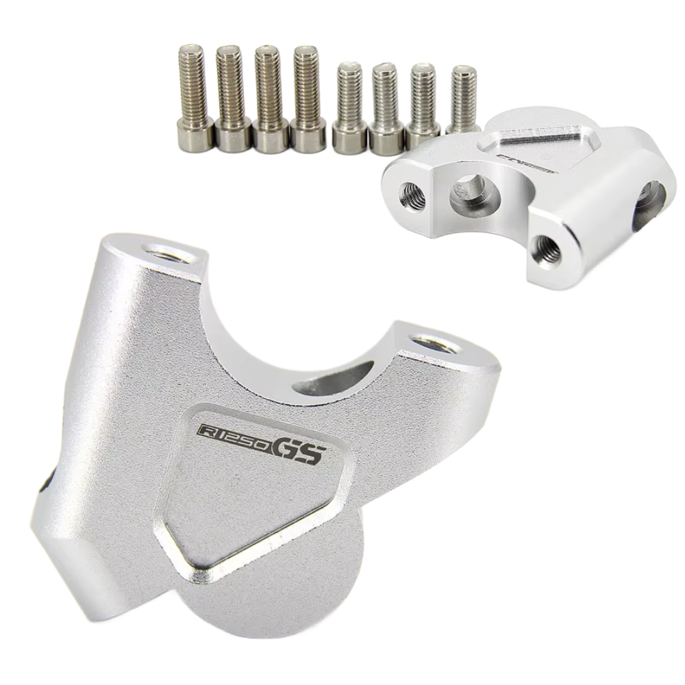Silver Handlebar Mount Risers Clamp - BMW R R1250GS R 1250 GS 2018-2023