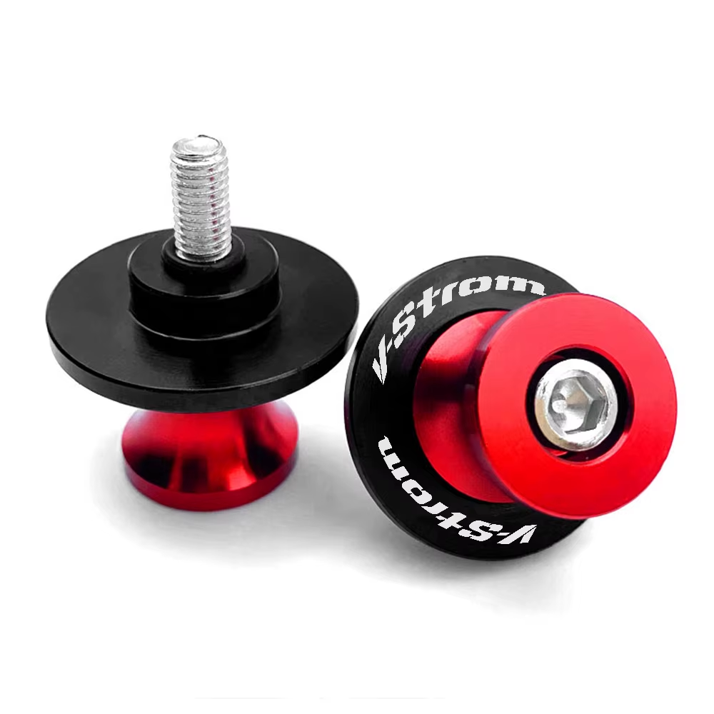 Red Motorcycle Paddock Stand Spool Bobbins - Suzuki V-Strom 650 1000 1050 250