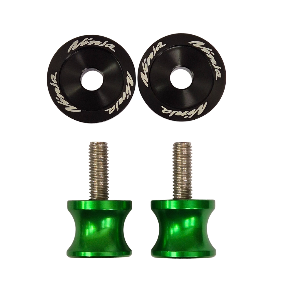 Green Motorcycle Paddock Stand Spool Bobbins - Kawasaki Ninja ZX-6R / ZX-10R
