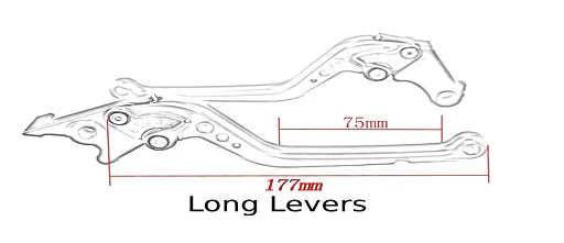 Long Black Clutch & Brake Levers Ducati Diavel / Carbon / XDiavel / S 2011-2024