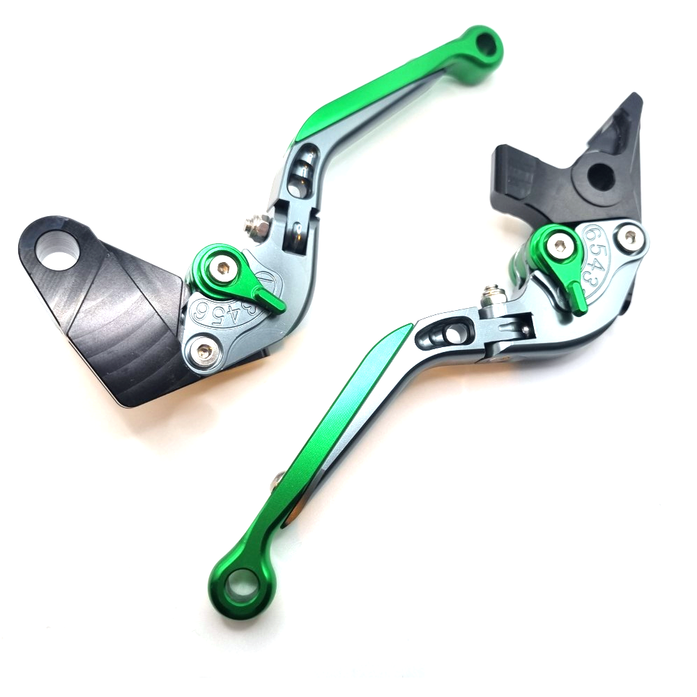 Green / Titanium Clutch & Brake Levers - Kawasaki ER-6N Ninja 650R 2009-2016