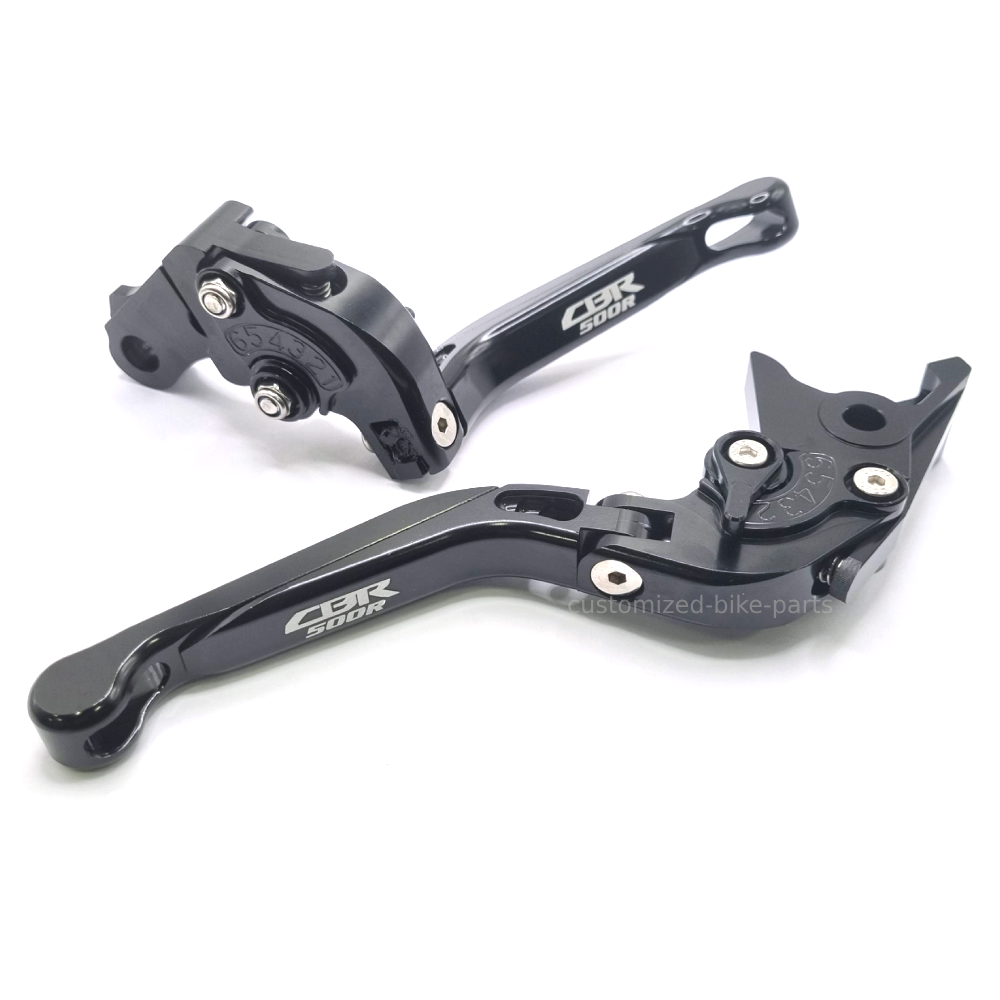BLACK/BLACK ADJUSTABLE BRAKE CLUTCH LEVERS SET - Honda CBR500R 2022-2026