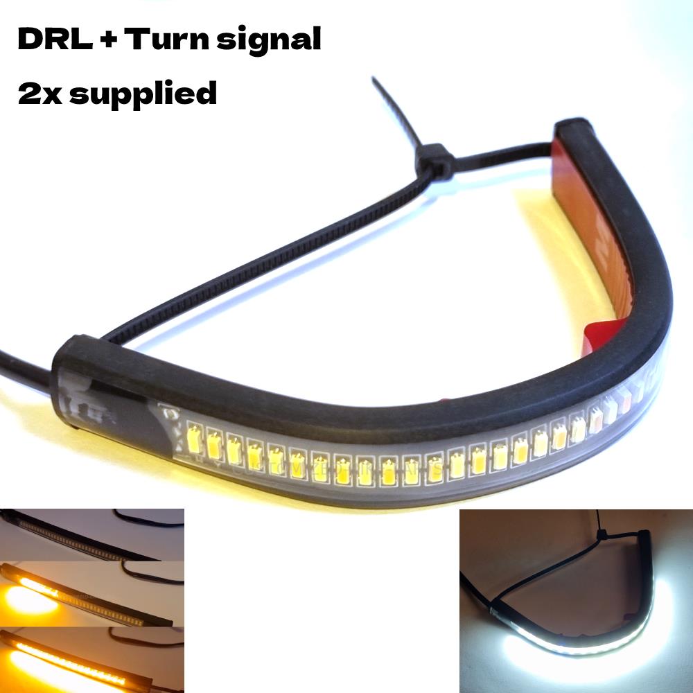 2X LED Universal Amber Motorcycle Fork Turn Signal Indicator Blinker Light Strip