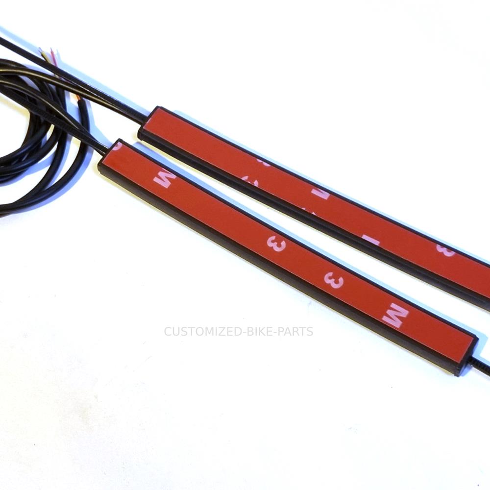 2X LED Universal Amber Motorcycle Fork Turn Signal Indicator Blinker Light Strip