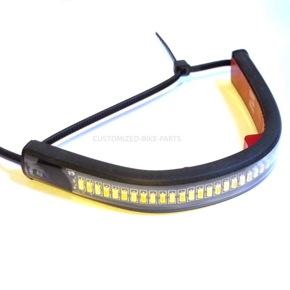 2X LED Universal Amber Motorcycle Fork Turn Signal Indicator Blinker Light Strip