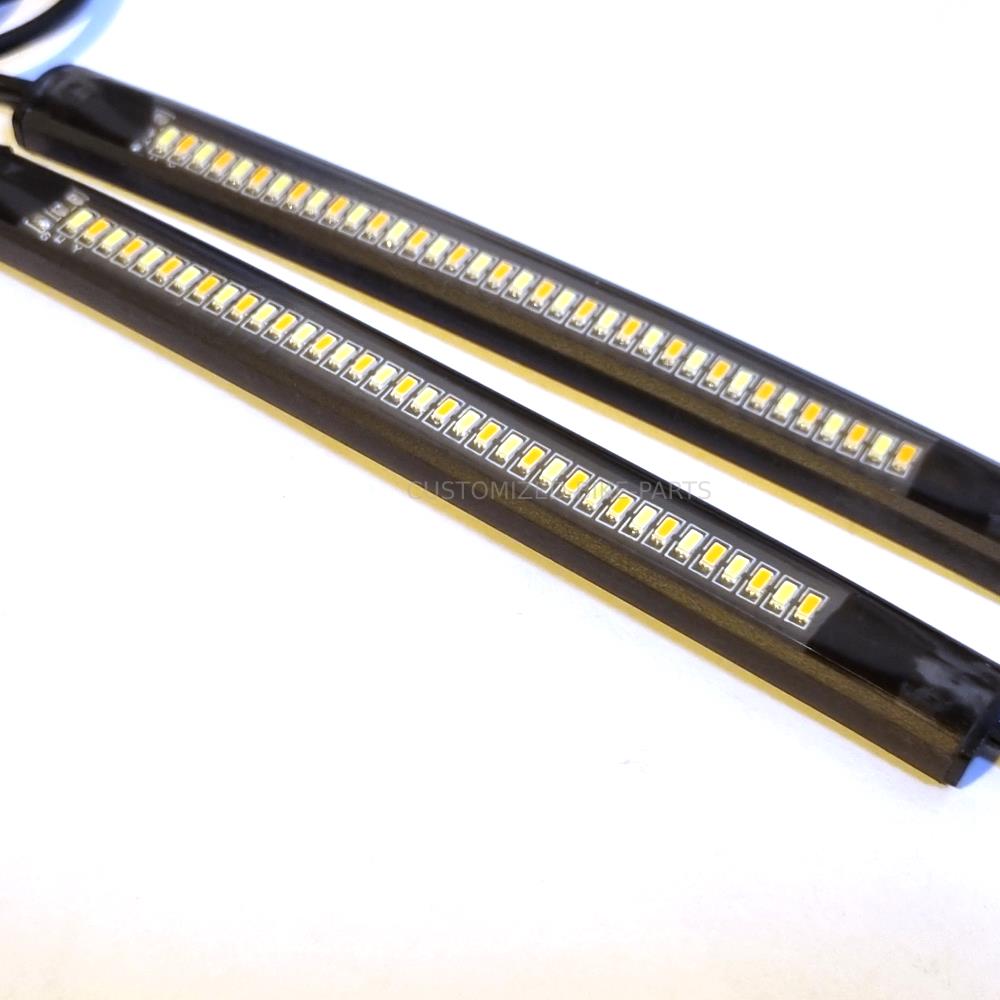 2X LED Universal Amber Motorcycle Fork Turn Signal Indicator Blinker Light Strip