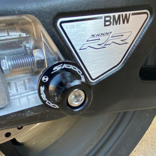 Black Motorcycle Paddock Stand Spool Bobbins - BMW S1000RR 2009-2025