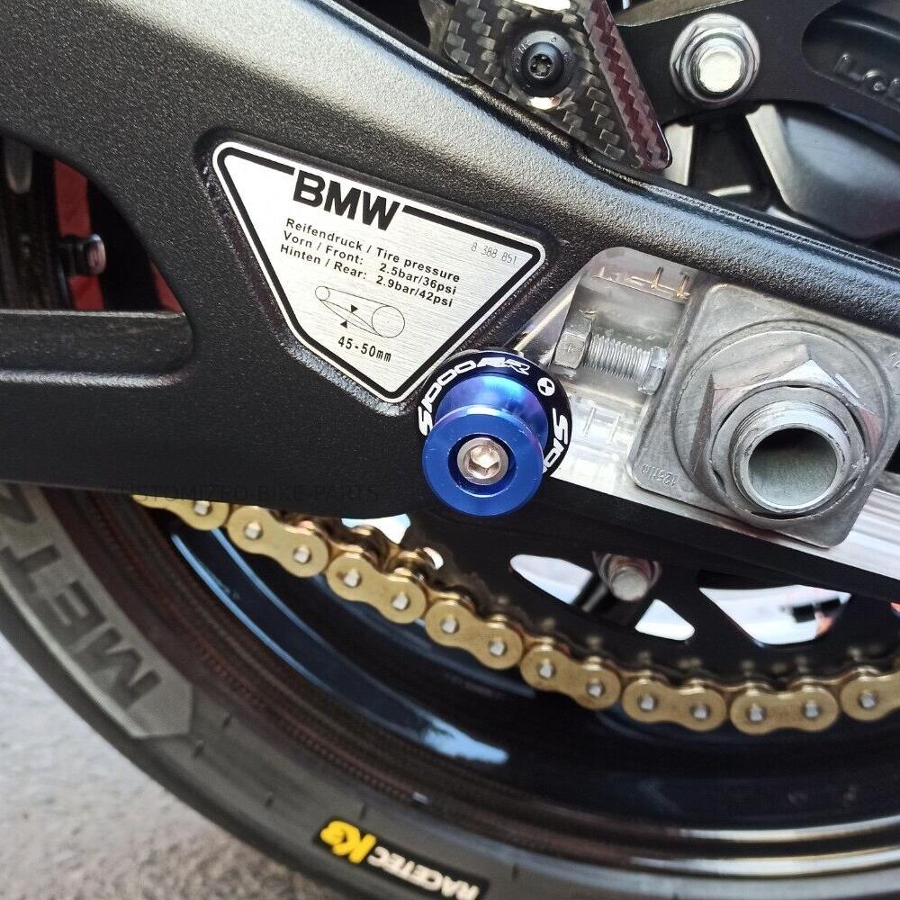 Blue Motorcycle Paddock Stand Spool Bobbins - BMW S1000RR 2009-2025