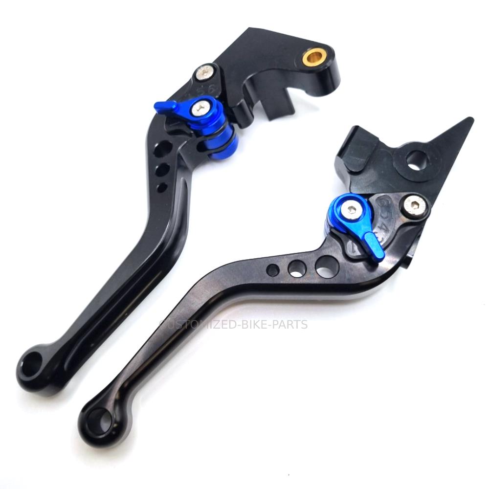 Short Black Blue Clutch & Brake Levers For Yamaha FJ-07 / MT-07 2014-2025