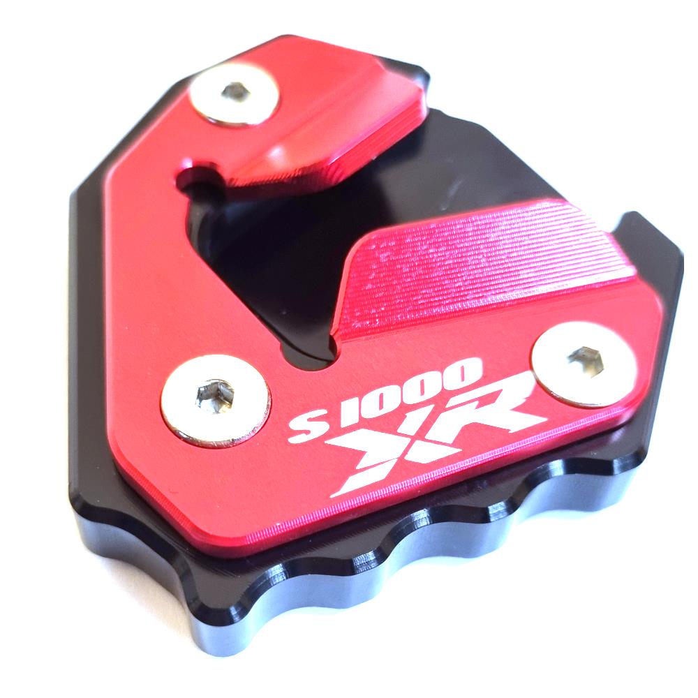 Black/Red CNC Side Stand Kickstand Shoe Extender - BMW S 1000 XR 2020-2025