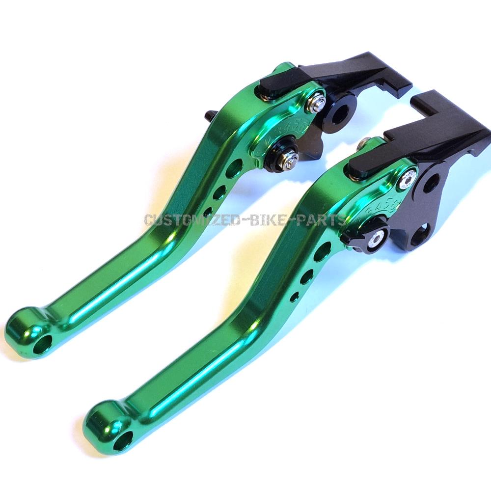 Short Green Clutch & Brake Levers For Kawasaki ZX7R ZX9 ZRX1100 ZZR1200
