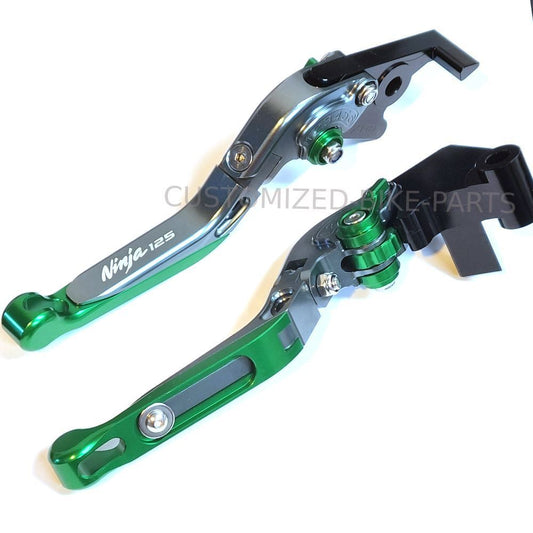 Adjustable Clutch Brake Lever Set Green/Titanium Kawasaki Ninja 125 2019-2023