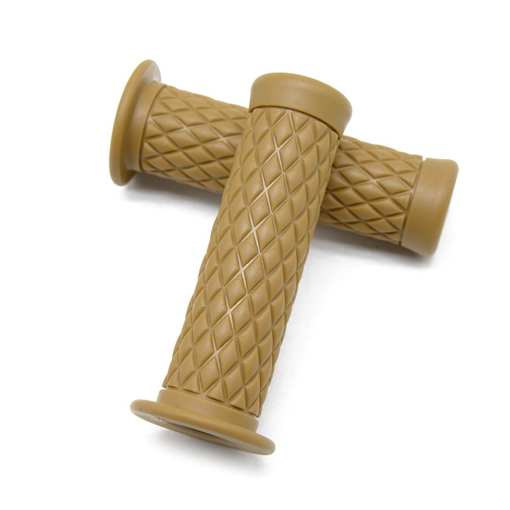 Motorcycle 7/8" 22mm Handlebar Hand Bar Grips Cafe Racer Honda Yamaha - Khaki