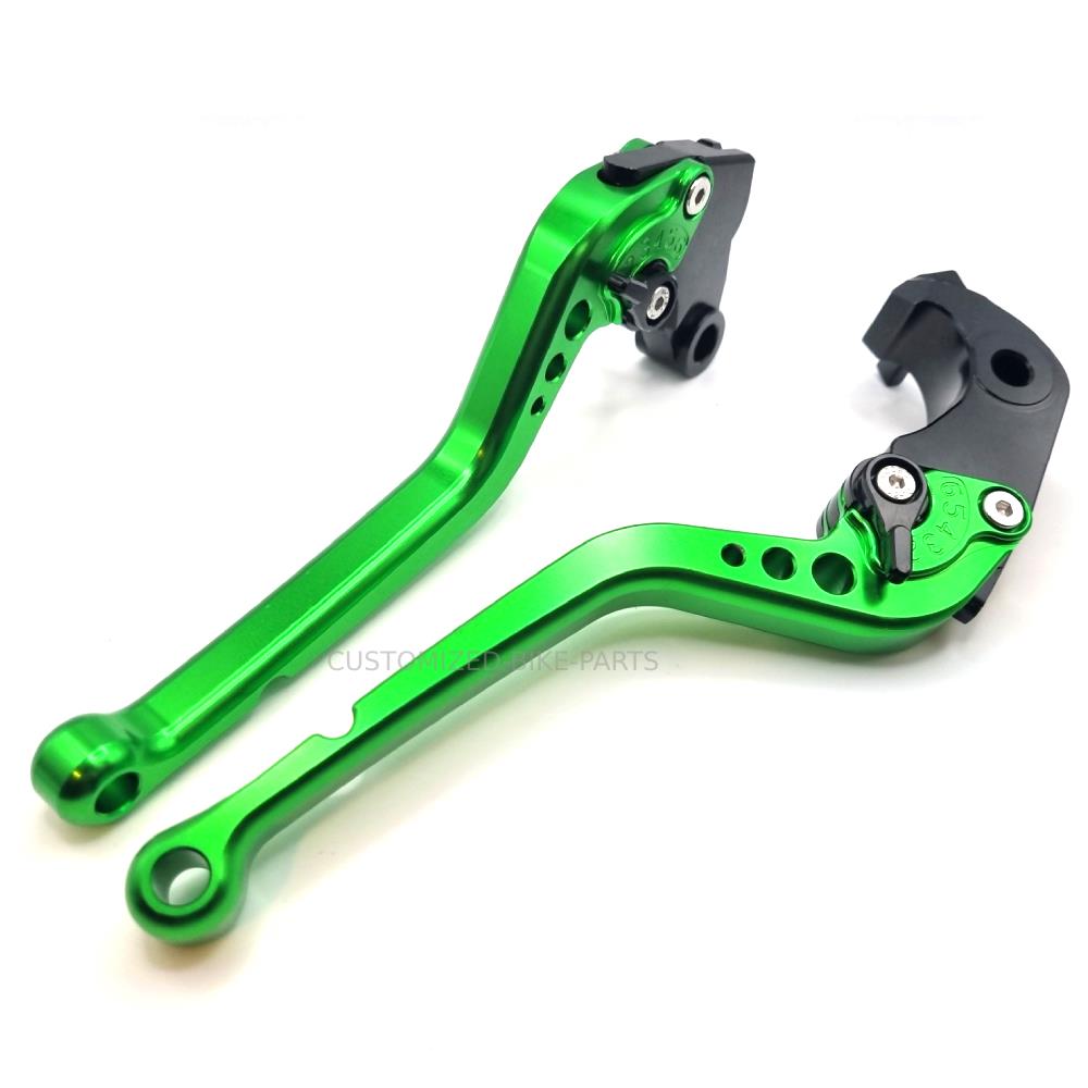 Long Green Adjustable Brake & Clutch Lever Set Kawasaki Z900RS 2018-2025