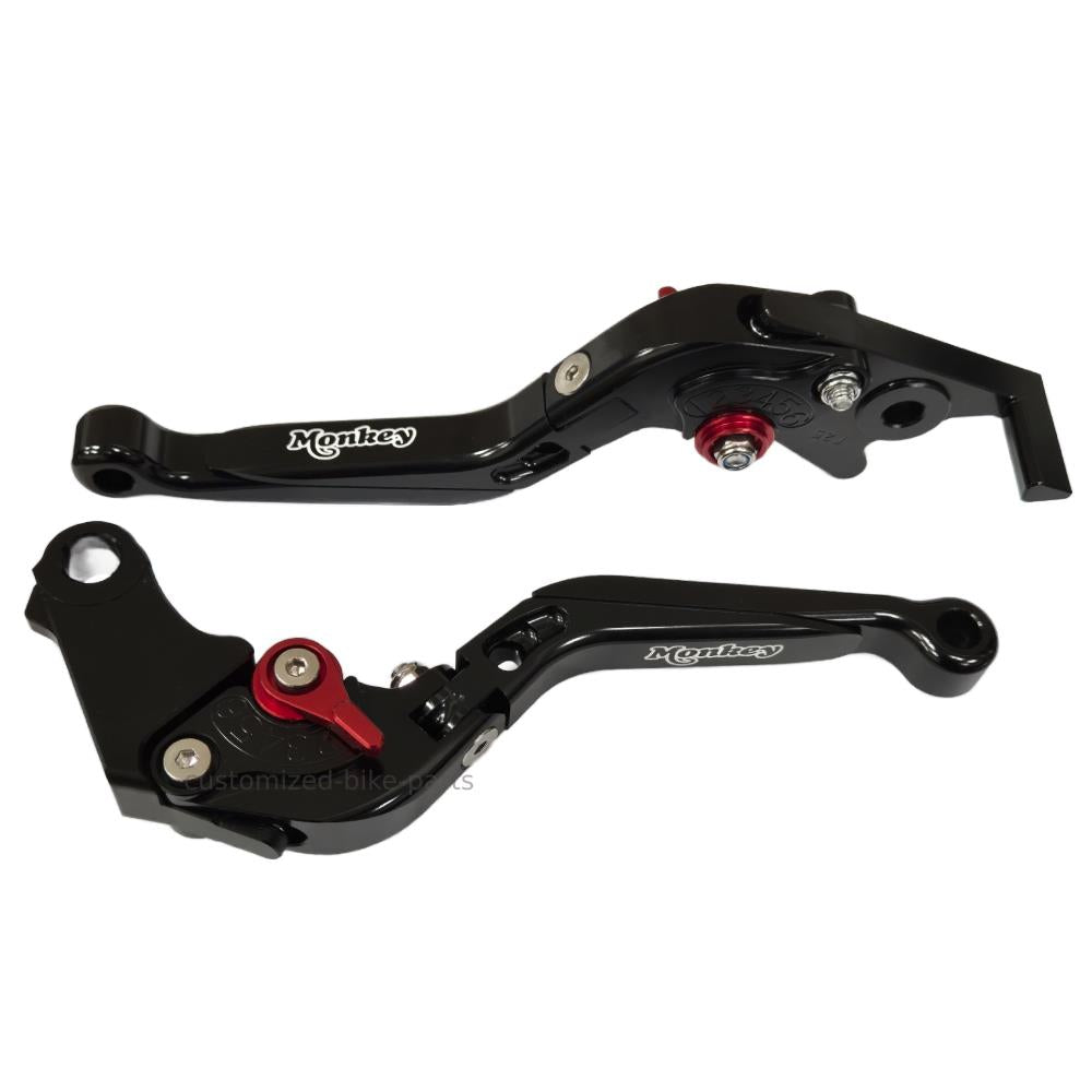 Honda Monkey Z125 2019-2026 Black / Black Extendable Clutch & Brake Lever