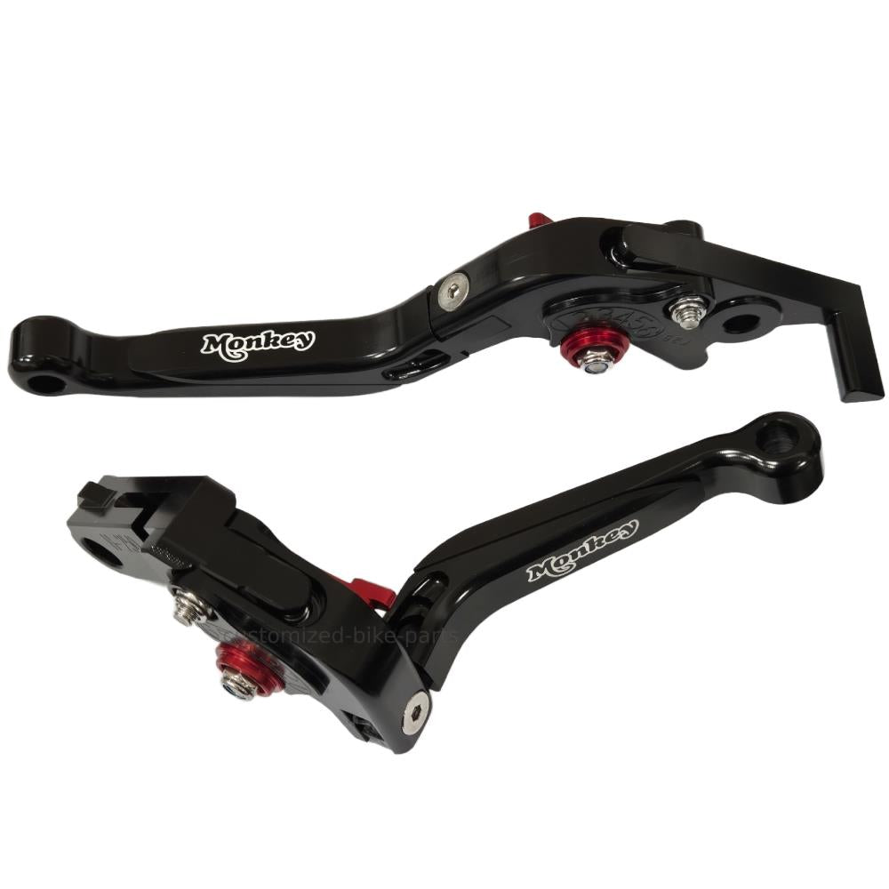 Honda Monkey Z125 2019-2026 Black / Black Extendable Clutch & Brake Lever