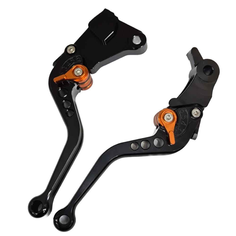 Short Black Orange Adjustable Brake & Clutch Lever Set - KTM 890 Duke 2020-2025