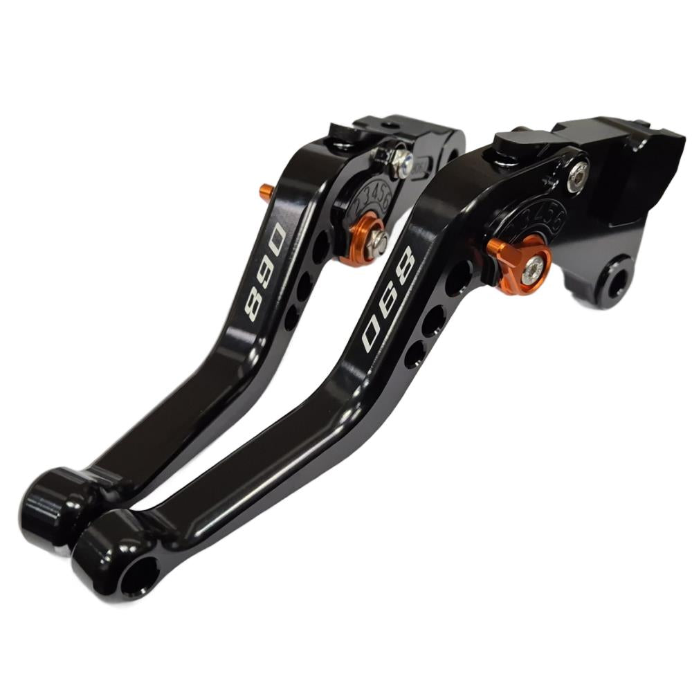 Short Black Orange Adjustable Brake & Clutch Lever Set - KTM 890 Duke 2020-2025