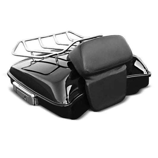 Razor Tour Pak Gloss Black w/Locks Backrest & Rack Harley Touring 2014-2024