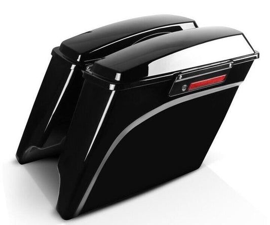 Stretched Hard Saddlebags w/ Lid & Chrome Latches Harley Touring 1993-2013