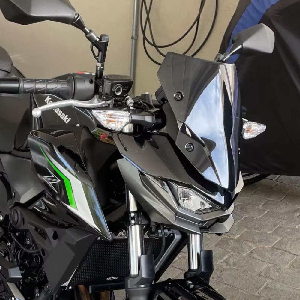 Motorcycle Black Windscreen Windshield Screen Kawasaki Z500 2024-2025