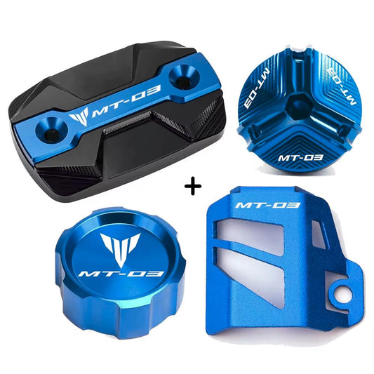 4 Piece Blue Front & Rear Brake Reservoir Covers For Yamaha MT-03 2015-2025