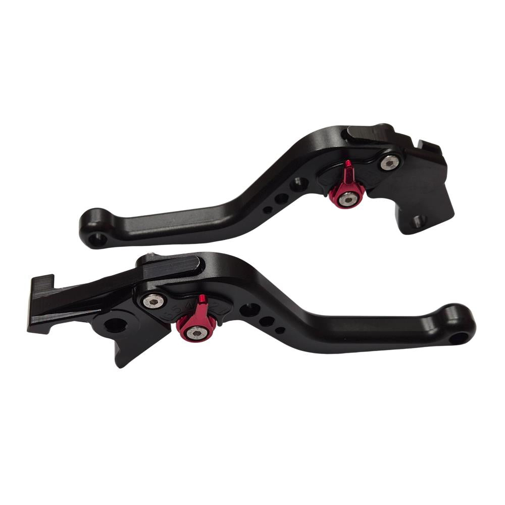 Short Black Red Clutch & Brake Levers - Suzuki SV650 / DL-650 V-Strom 1999-2010