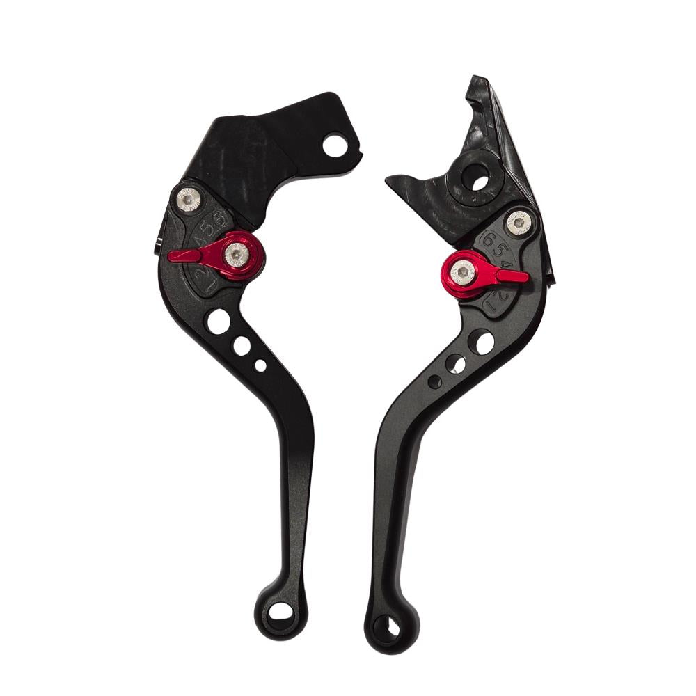 Short Black Red Clutch & Brake Levers - Suzuki SV650 / DL-650 V-Strom 1999-2010