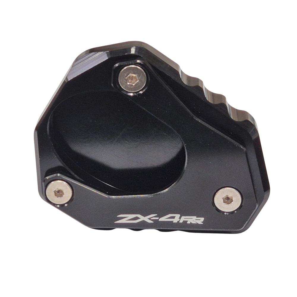 Black CNC Side Stand Kickstand Shoe Extender - Kawasaki ZX-4RR 2023-2026