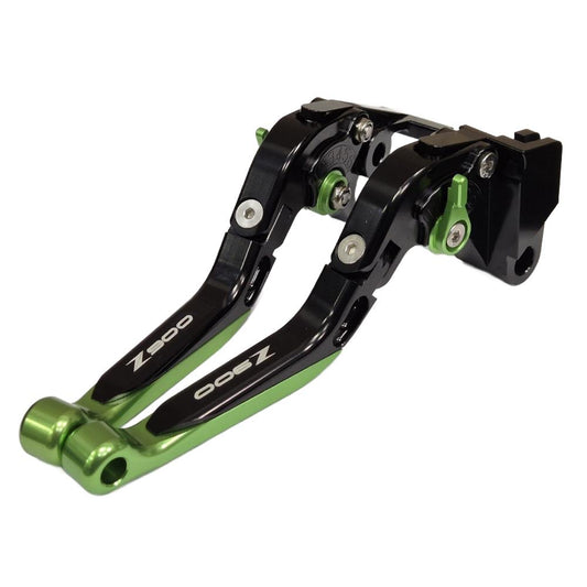 Extendable Green / Black Clutch & Brake Levers For Kawasaki Z900 2025-2026