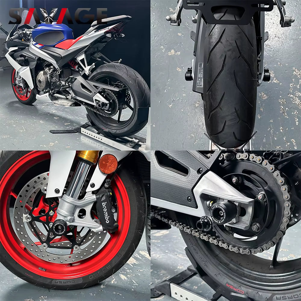 Front & Rear Set Axle Crash Bobbin Sliders Aprilia RS 660 / Tuono 660 2020-2026