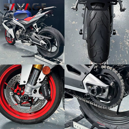 Front & Rear Set Axle Crash Bobbin Sliders Aprilia RS 660 / Tuono 660 2020-2026