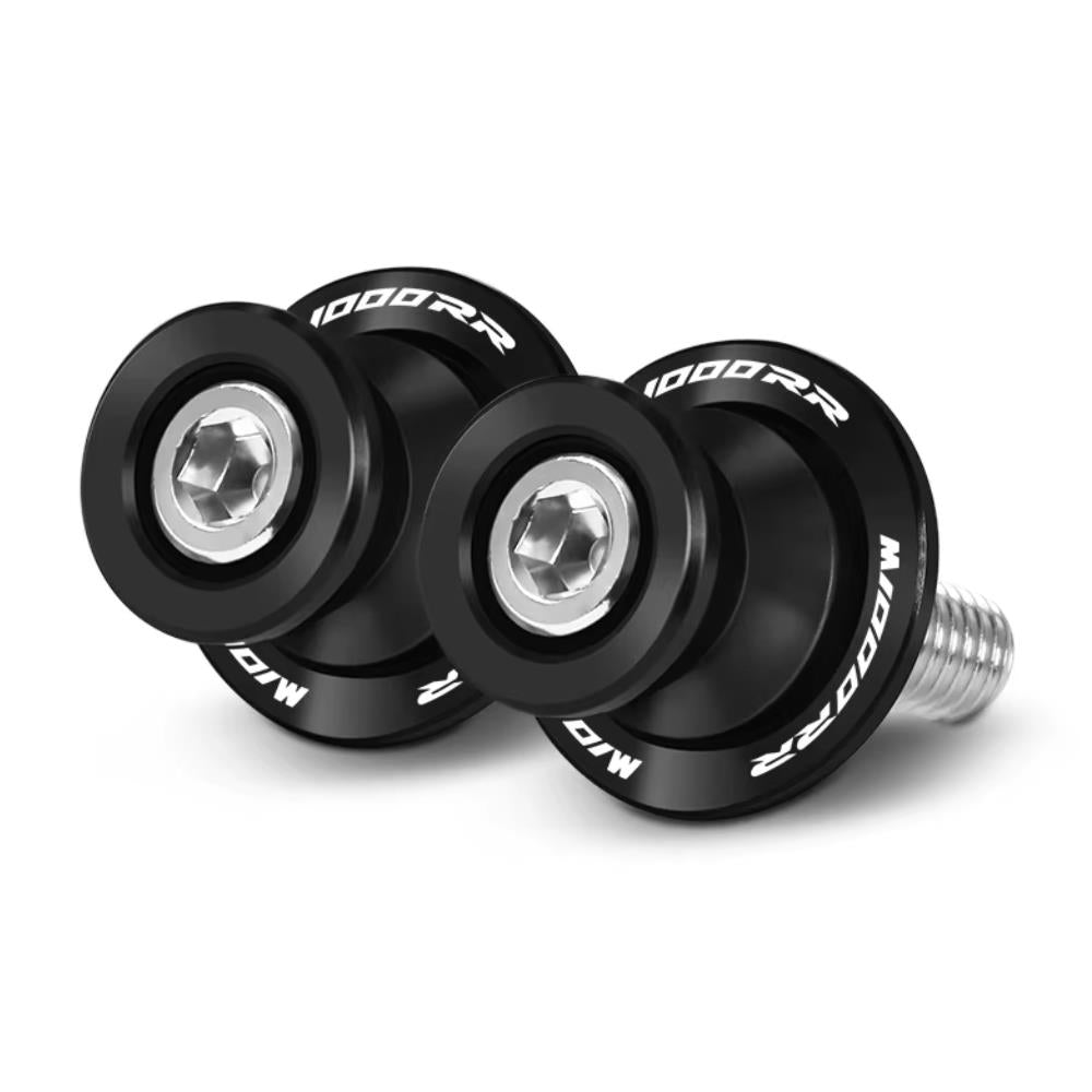 Black Motorcycle Paddock Stand Spool Bobbins - BMW M1000RR 2023-2026