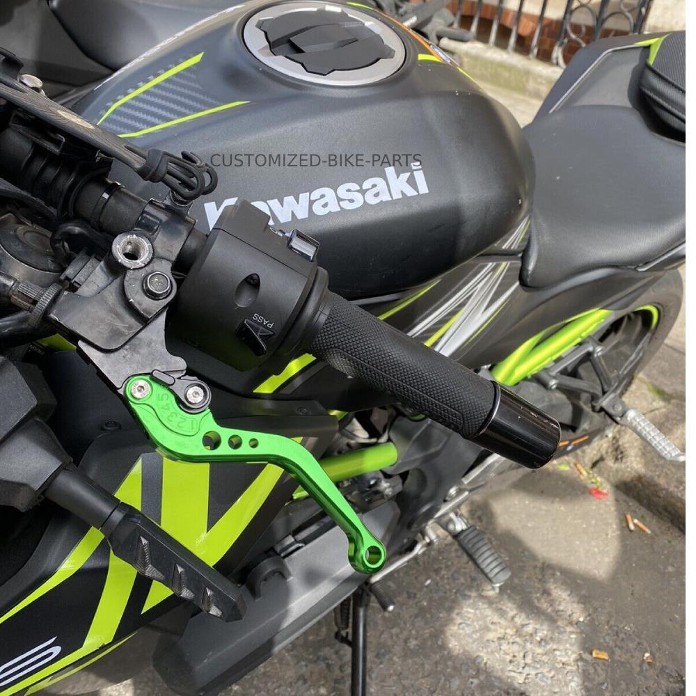 Short Green Clutch & Brake Levers For Kawasaki Eliminator 500 2024-2026