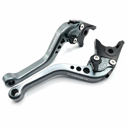 Honda Forza 125 250 300 2010-2023 Short Clutch Brake Lever Set - Titanium / Blue