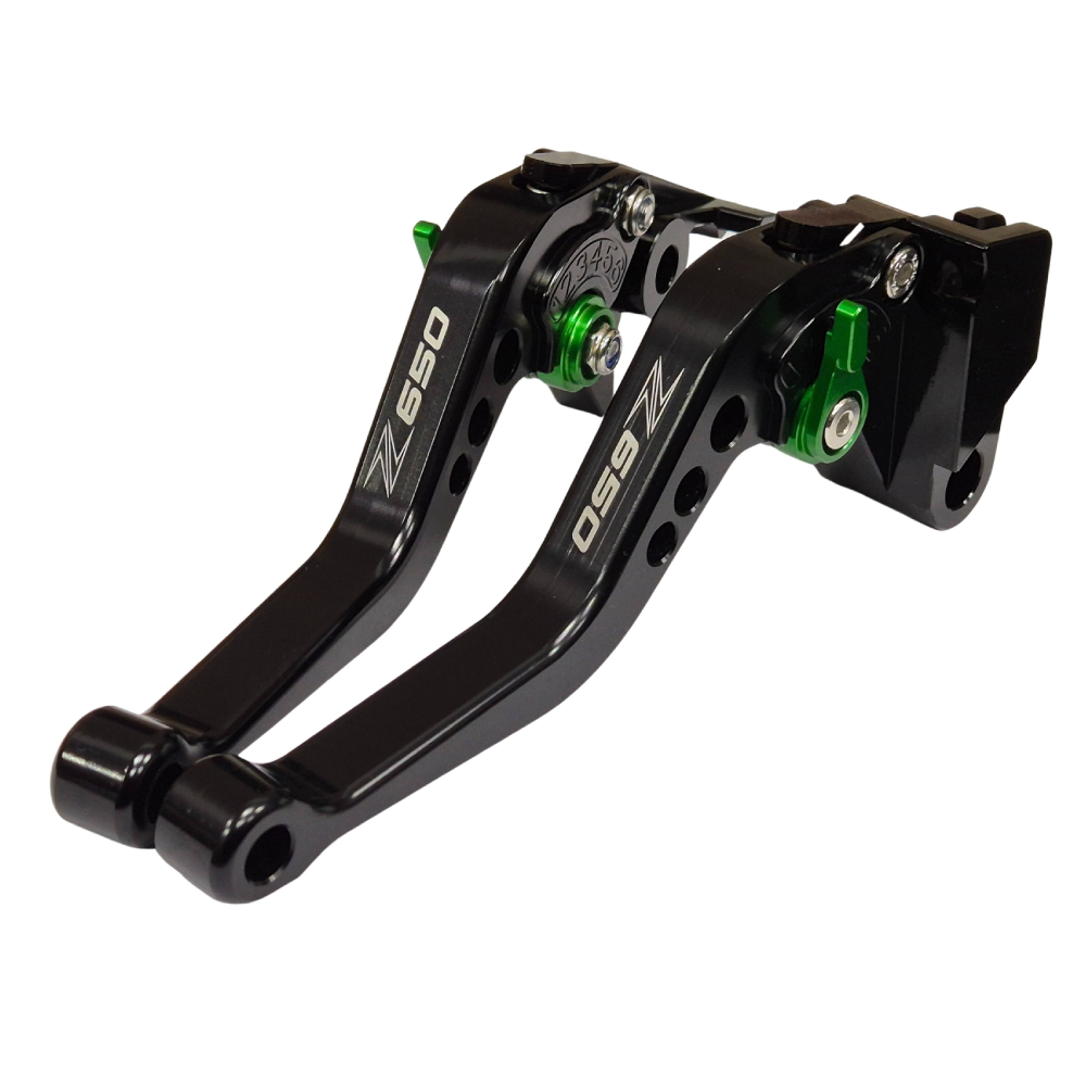 Black Adjustable Short Clutch Brake Lever Set - Kawasaki Z650 Z 650 2017-2023