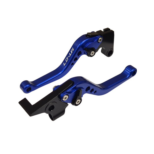 Engraved Short Blue Clutch & Brake Levers For Yamaha MT-07 2014-2026