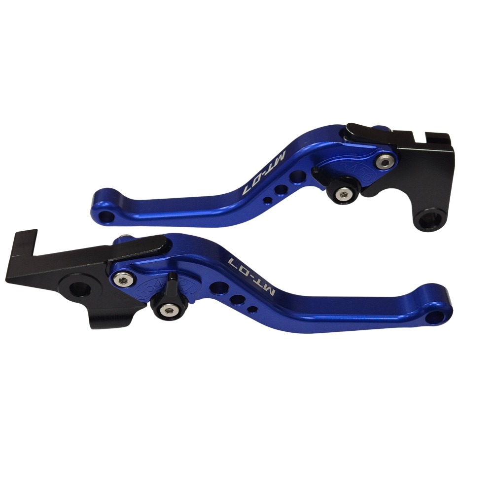 Engraved Short Blue Clutch & Brake Levers For Yamaha MT-07 2014-2026